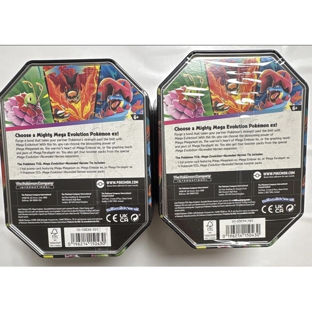 Pokemon Mega Evolution Ascended Heroes Tin Set of 2 Sealed IN HAND HAND - Picture 2 of 2